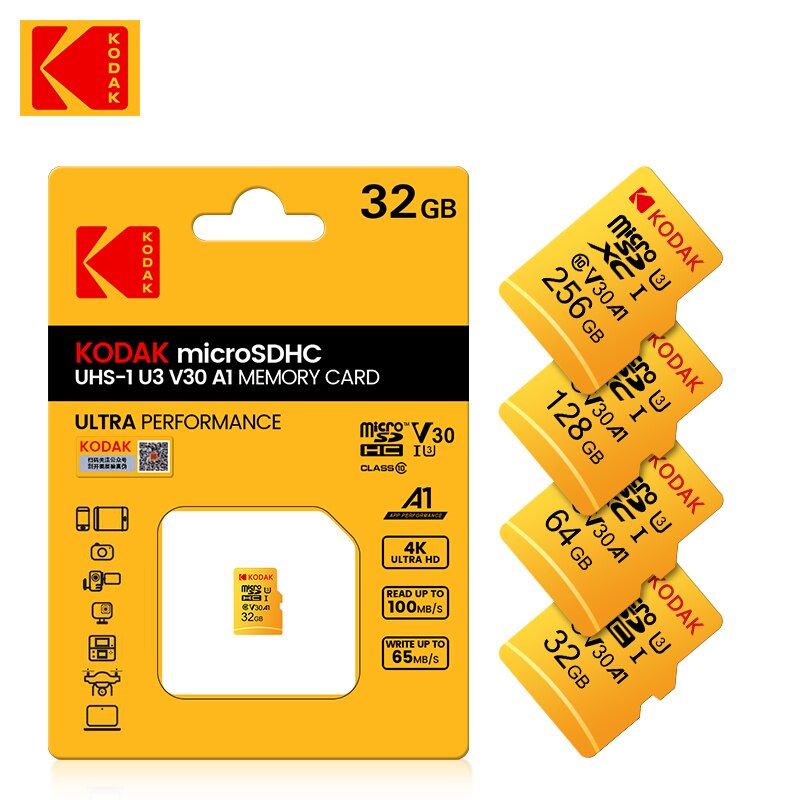 Kodak EVO ÷ ޸ ī 64GB U3 A1 V30 C10 ũ SD ī, 32GB  TF ÷ ī  , 10 